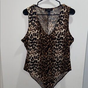 Express Asymmetrical Sleeveless Bodysuit Brown Black